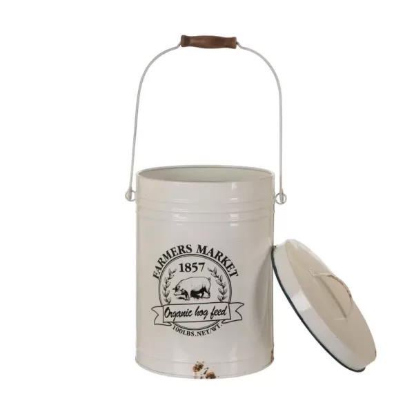 Glitzhome 13 in. H Farmhouse Enamel Metal Canister