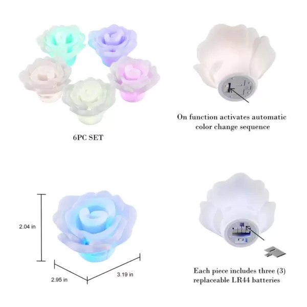 Lavish Home 6-Piece Rose-shaped Flameless LED Light Set