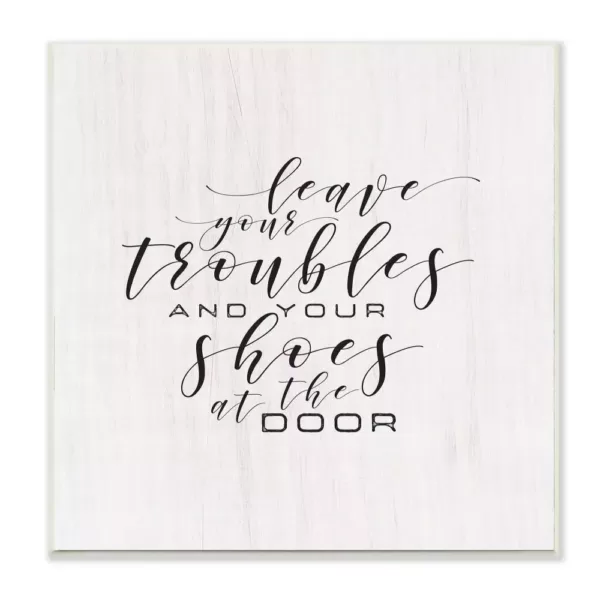 Stupell Industries 12 in. x 12 in. "Leave Your Troubles and Shoes at the Door" by Tammy Apple Printed Wood Wall Art