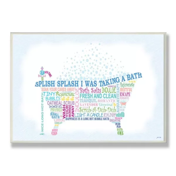 Stupell Industries 12.5 in. x 18.5 in. "Splish Splash Typography Bathroom Art" by Janet White Printed Wood Wall Art