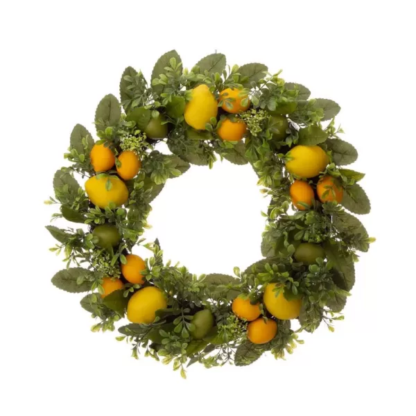 Glitzhome 22 in. D Artificial Greenery Lemon Wreath