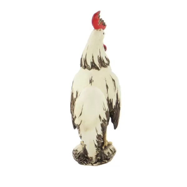 LITTON LANE 15 in. Rooster Decorative Sculpture in White, Red and Brown