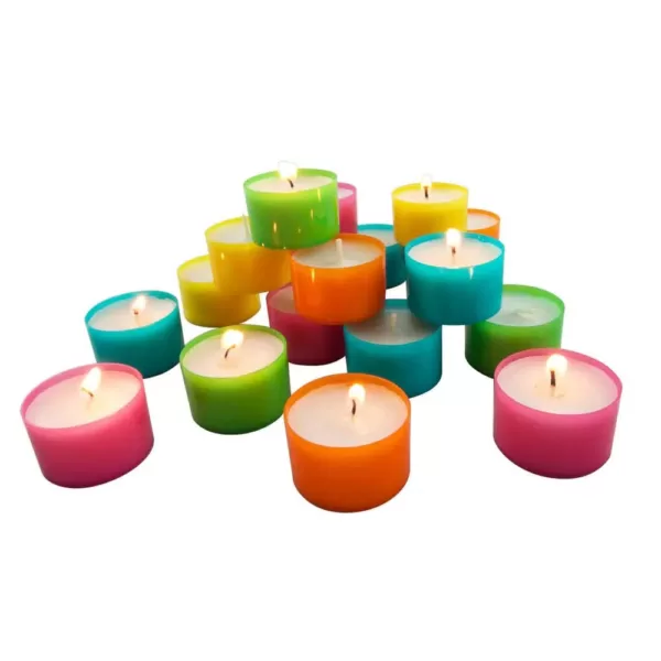 Stonebriar Collection Multicolor Tea Light Candles - 6 to 7 Hour Extended Burn Time (96-Pack)