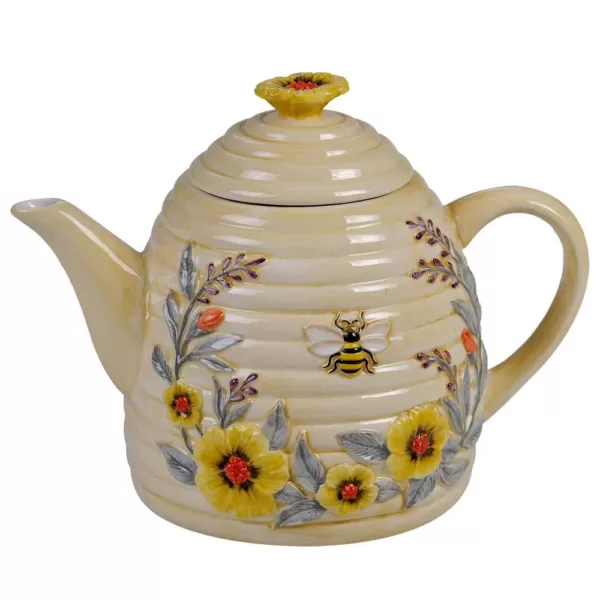 Certified International Bee Sweet Beehive 3D 32 oz. 3-Cup Multicolored Teapot