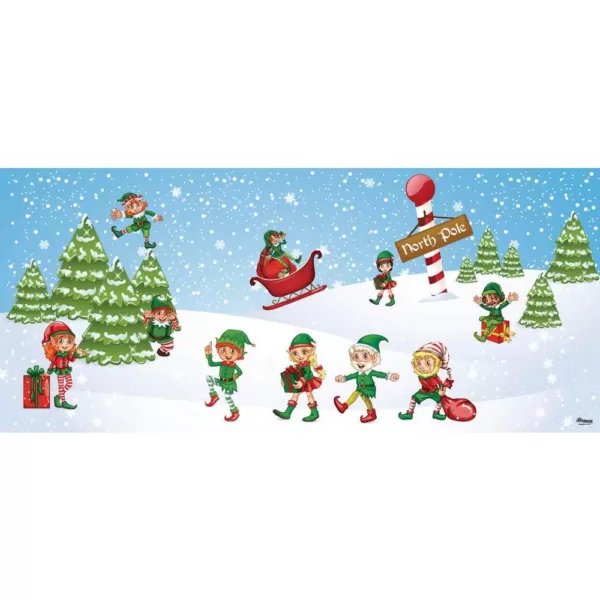 My Door Decor 7 ft. x 16 ft. North Pole Elves-Christmas Garage Door Decor Mural for Double Car Garage