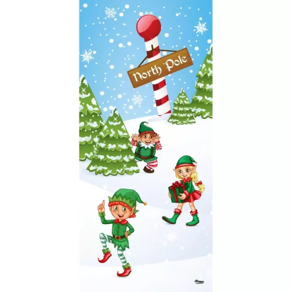 My Door Decor 36 in. x 80 in. North Pole Elves-Christmas Front Door Decor Mural