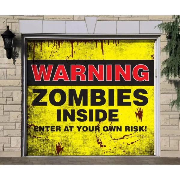 My Door Decor 7 ft. x 8 ft. Zombies Inside Halloween Garage Door Decor Mural for Single Car Garage