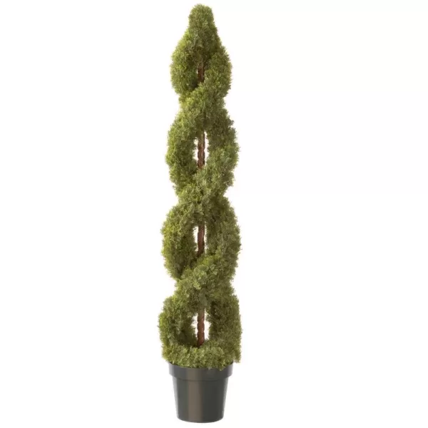 National Tree Company 60 in. Double Cedar Artificial Spiral Tree with Green Round Growers Pot