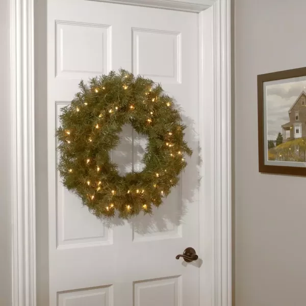 National Tree Company 24" Norwood Fir Wreath with Battery Operated Dual Color LED Lights