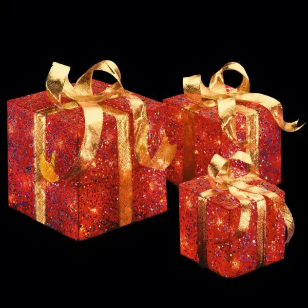 National Tree Company Pre-Lit Red Sisal Gift Box Assortment