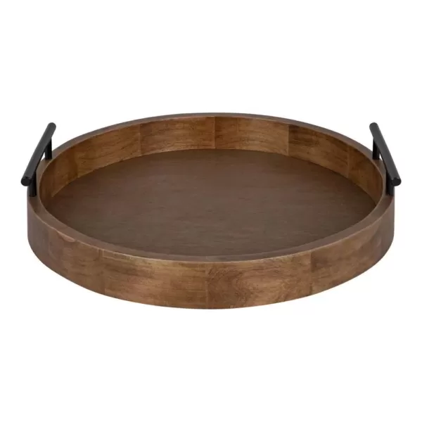 Kate and Laurel Lipton 18 in. x 18 in. Natural Round Wood Decorative Tray