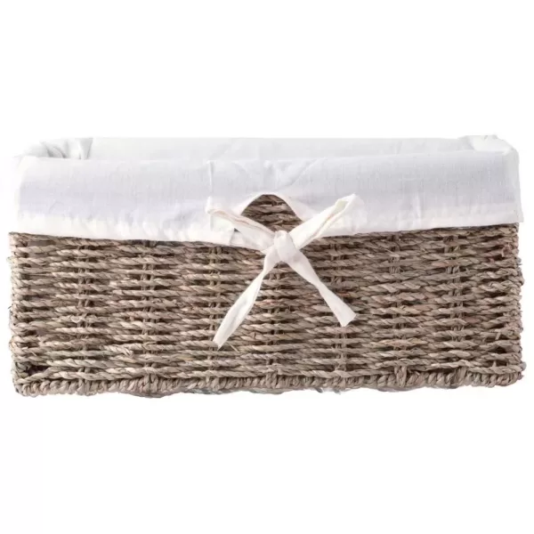 Vintiquewise 12 in. W x 6.5 in. D x 5.3 in. H Seagrass Shelf Basket Lined with White Lining