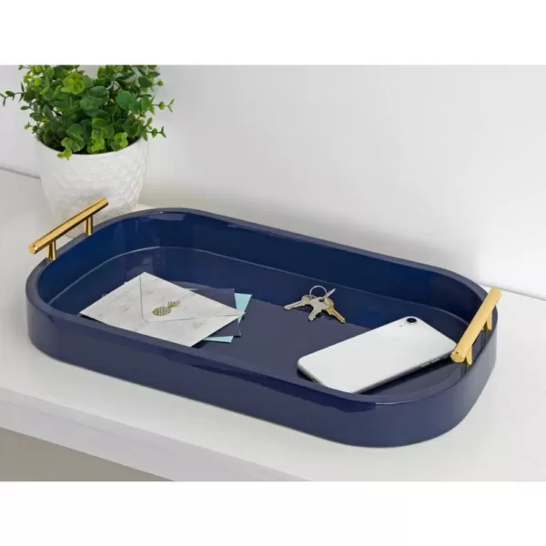 Kate and Laurel Lipton 18 in. x 3 in. x 10 in. Navy Blue Decorative Wall Shelf