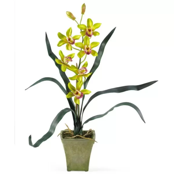 Nearly Natural Potted Orchid Mix in Lavender/Gold/Yellow (Set of 3)