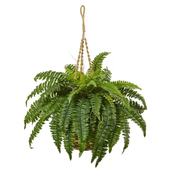 Nearly Natural 33 in. Boston Fern Hanging Basket