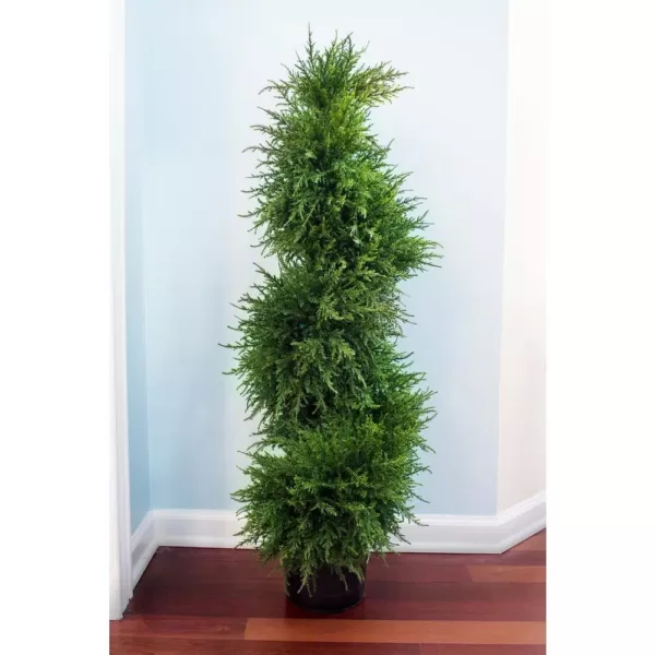 Nearly Natural 43 in. Cedar Spiral Topiary with Lights