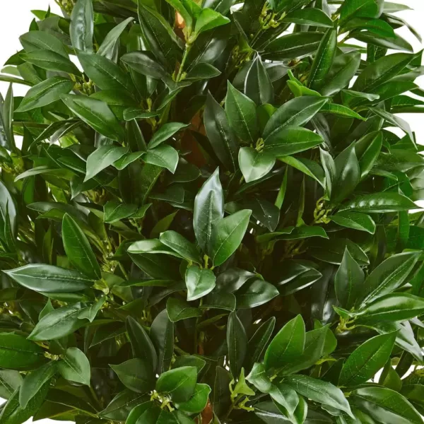 Nearly Natural Indoor/Outdoor 39-In. Bay Leaf Cone Topiary Artificial Tree in Terra Cotta Planter