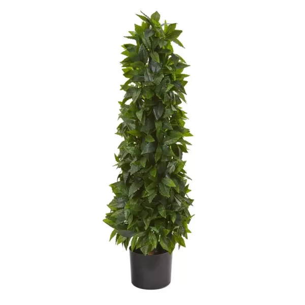 Nearly Natural 3 ft. Sweet Bay Cone Topiary Artificial Tree