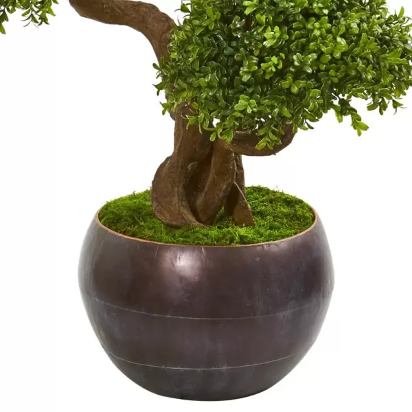 Nearly Natural 44 In. Four Ball Boxwood Artificial Topiary Tree in Planter