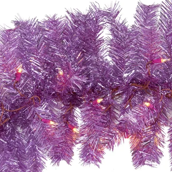 Nearly Natural 6 ft. Pre-Lit Pink Artificial Christmas Garland with 50 White Warm Lights