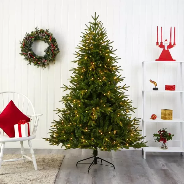 Nearly Natural 6.5 ft. Pre-Lit Colorado Mountain Fir  Natural Look  Artificial Christmas Tree with 400 Clear LED Lights