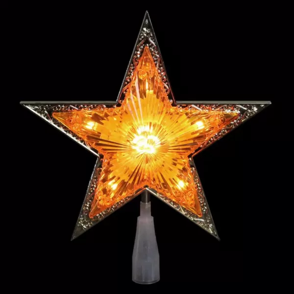 Northlight 9 in. Gold and Amber Crystal 5 Point Star Christmas Tree Topper