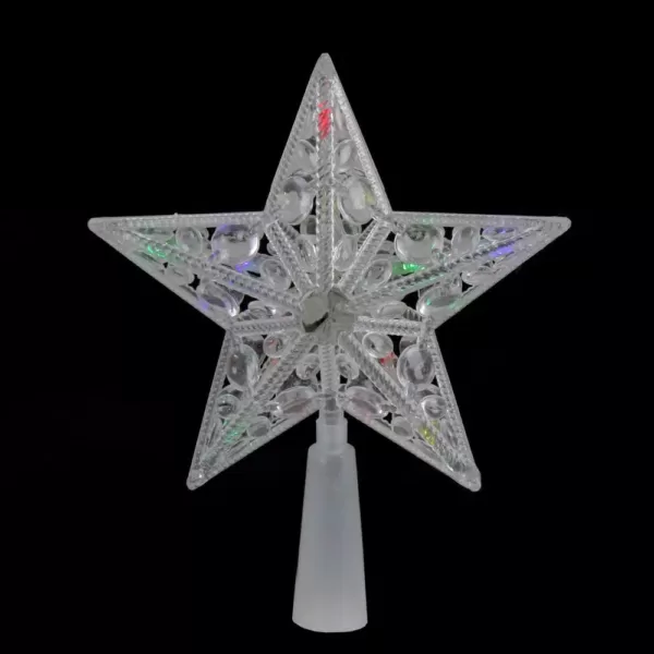 Northlight 6 in. Clear Crystal Jeweled Star LED Christmas Tree Topper in Multi-Lights