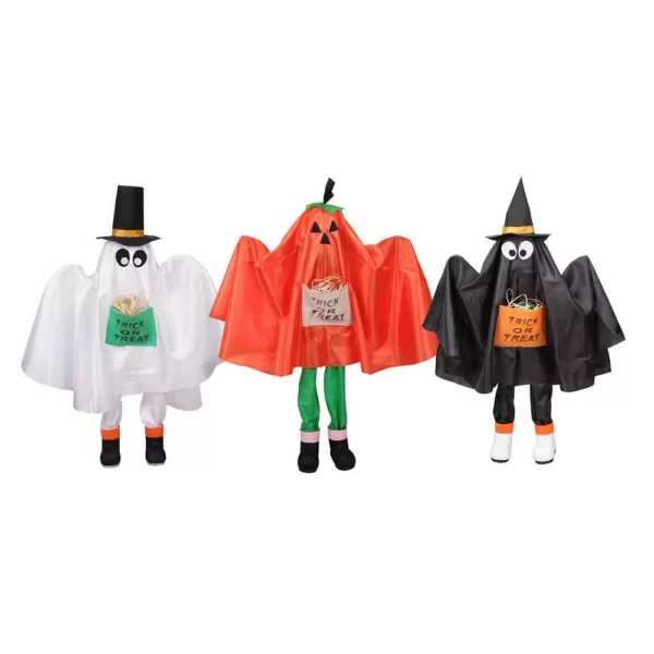 Northlight 36 in. Ghost Pumpkin and Bat Standing Halloween Kid Figures (Set of 3)