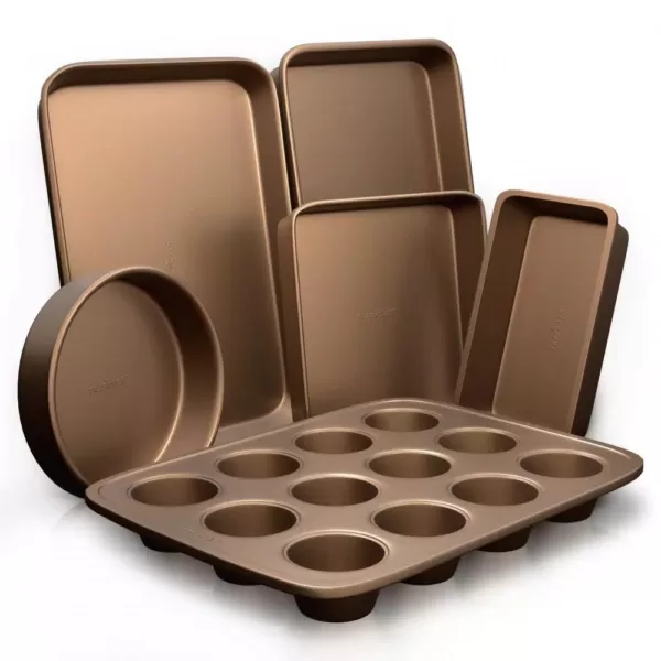 NutriChef 6-Pieces Kitchen Oven Baking Pans - Non-Stick Bake Tray Sheet Bakeware Set