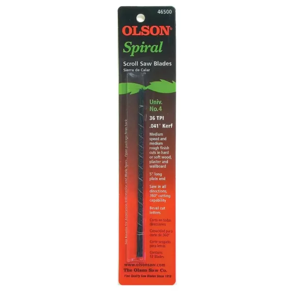 Olson Saw 5 in. long Plain End Steel Scroll Saw Blade. Universal Number 4 with 36 Teeth per Inch (12-pack)