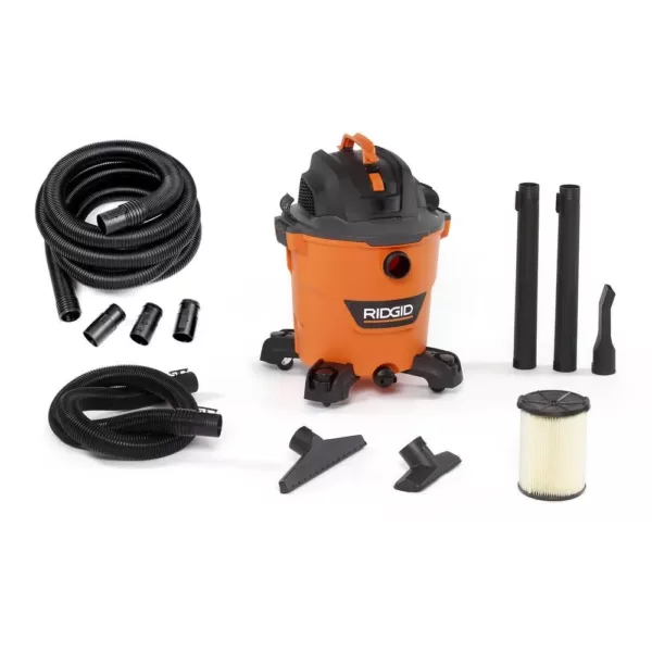 RIDGID 12 Gal. 5.0-Peak HP NXT Wet/Dry Shop Vacuum with Filter, Hose, Accessories and Additional 20 ft. Tug-A-Long Hose