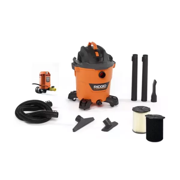 RIDGID 12 Gal. 5.0-Peak HP NXT Wet/Dry Shop Vacuum with Filter, Hose, Accessories, Pump Accessory and Wet Application Filter