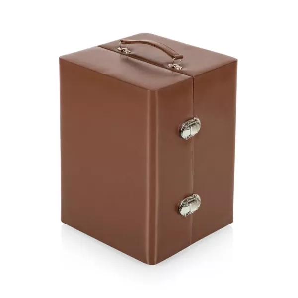 Picnic Time Manhattan Cocktail Case - Mahogany Brown with Tan Accents