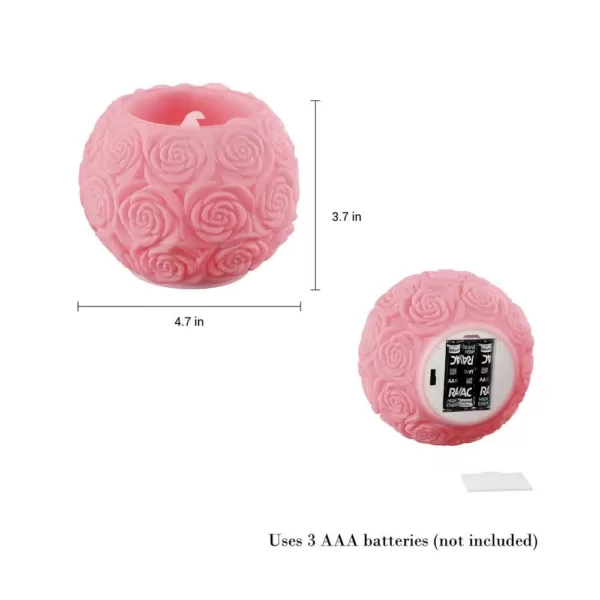 Lavish Home Rose Embossed Ball LED Flameless Candle with Remote Control