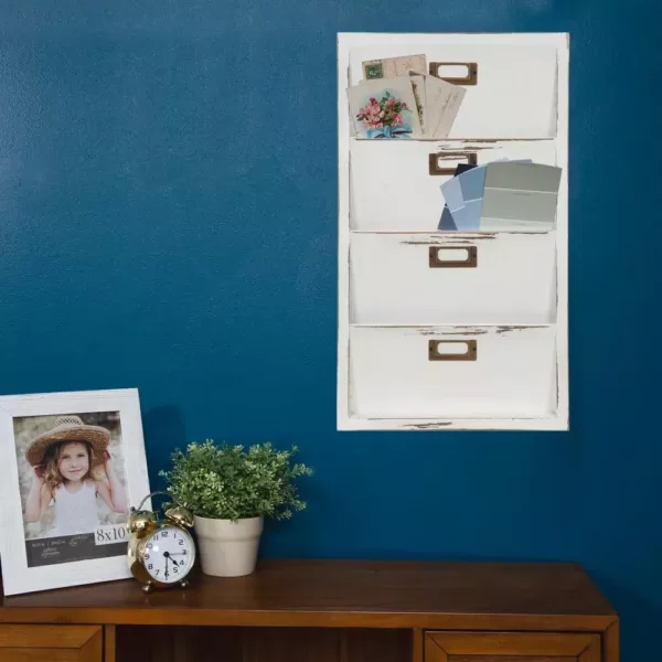 Pinnacle Distressed White Mail Organizer Memo Board