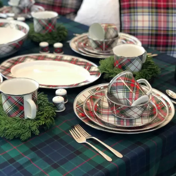 Golden Rabbit Highland Plaid 20 in. Enamelware Serving Tray