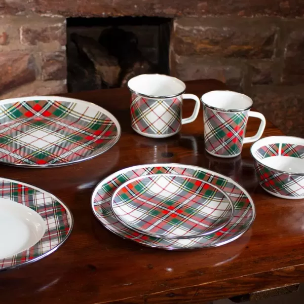 Golden Rabbit Highland Plaid 20 in. Enamelware Serving Tray