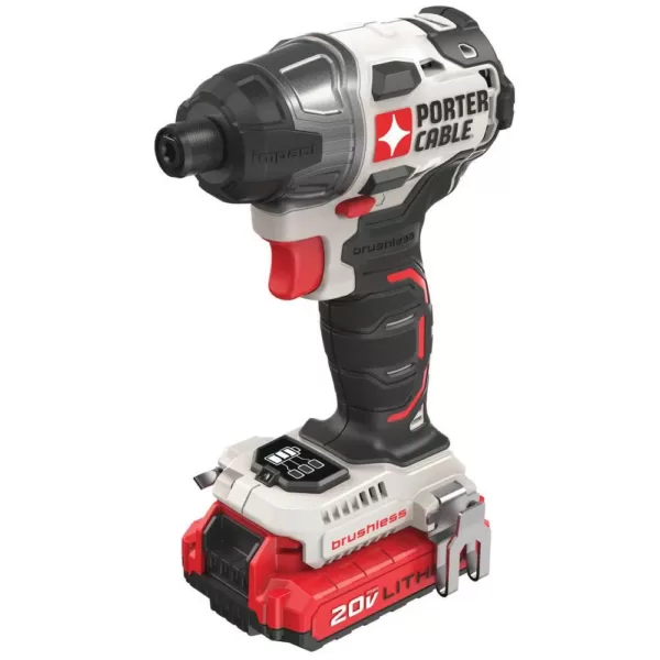 Porter-Cable 20-Volt MAX Lithium-Ion Brushless Cordless 1/4 in. Impact Driver with 2 Batteries 1.5 Ah and Charger