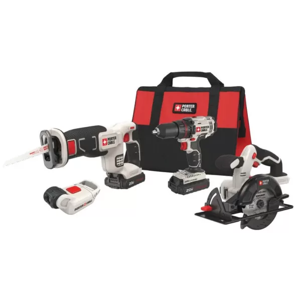 Porter-Cable 20-Volt MAX Lithium-Ion Cordless Combo Kit (4-Tool) with BONUS 20-Volt MAX Cordless Oscillating Tool (Tool-Only)