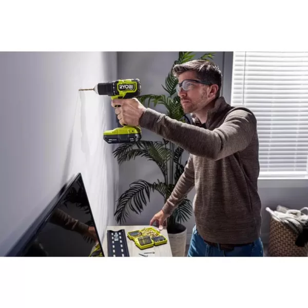 RYOBI ONE+ HP 18V Brushless Cordless Compact 1/2 in. Drill/Driver, 3/8 in. Right Angle Drill, (2) Batteries, Charger, and Bag