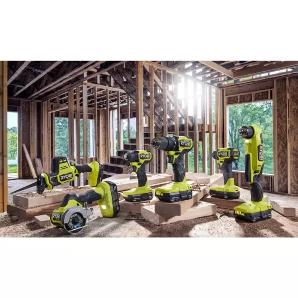 RYOBI ONE+ HP 18V Brushless Cordless Compact 1/2 in. Drill/Driver, 3/8 in. Right Angle Drill, (2) Batteries, Charger, and Bag