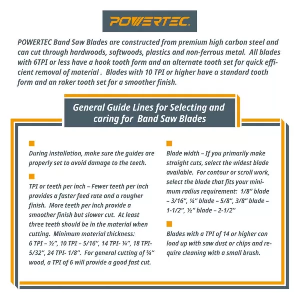 POWERTEC 93-1/2 in. x 3/4 in. x 4 TPI Band Saw Blades