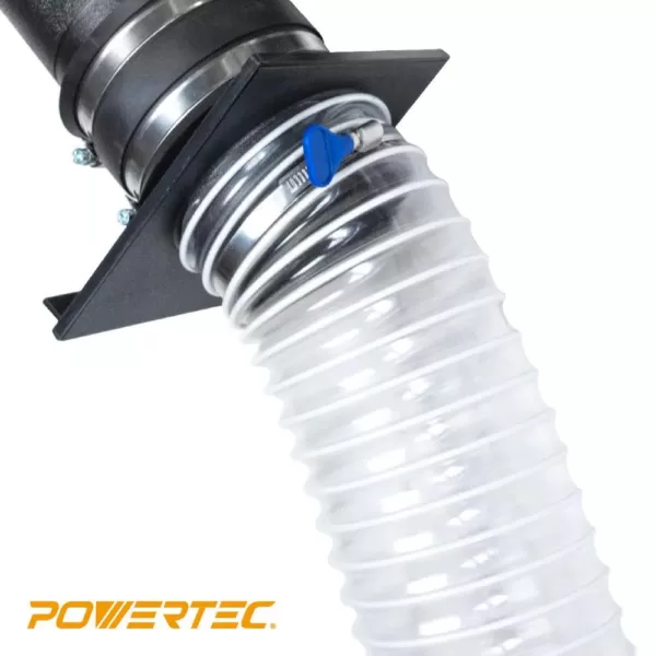 POWERTEC 2-1/2 in. x 50 ft. Flexible PVC Dust Collection Hose with 2 Key Hose Clamps, Clear Color