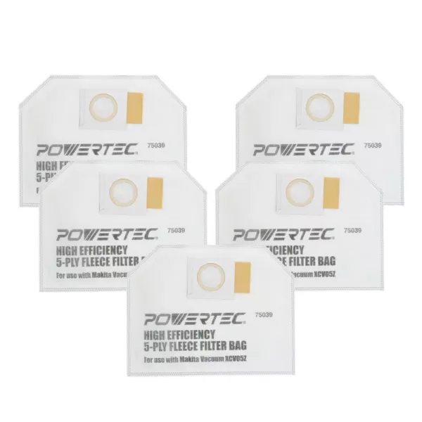 POWERTEC XCV05Z Fleece Bag for Makita Backpack Vacuum (10-Pack)