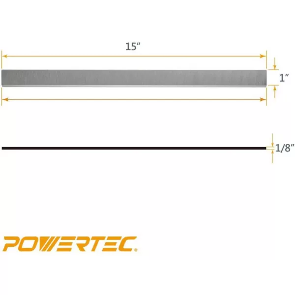 POWERTEC 15 in. High-Speed Steel Planer Knives for Delta DC-380 (Set of 3)