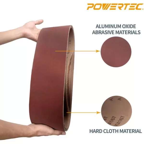 POWERTEC 6 in. x 48 in. 400-Grit Aluminum Oxide Sanding Belt (10-Pack)