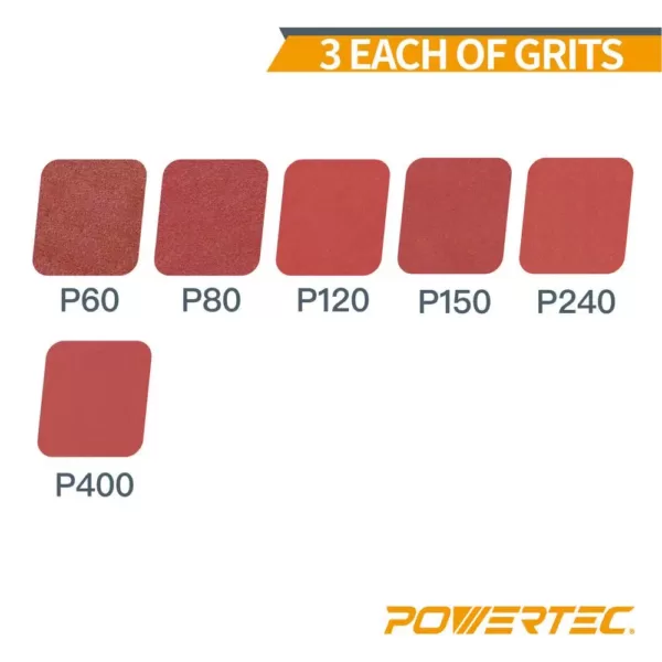 POWERTEC 3 in. x 18 in. 60/80/120/150/240/400-Grit Aluminum Oxide Sanding Belt Assortment (18-Pack)