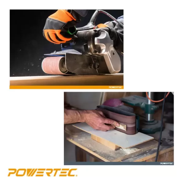 POWERTEC 3 in. x 18 in. 80-Grit Aluminum Oxide Sanding Belt (10-Pack)