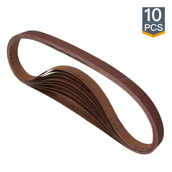 POWERTEC 2 in. x 72 in. 40-Grit Aluminum Oxide Sanding Belt (10-Pack)