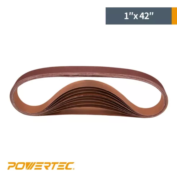 POWERTEC 1 in. x 42 in. 150-Grit Aluminum Oxide Sanding Belt (10-Pack)